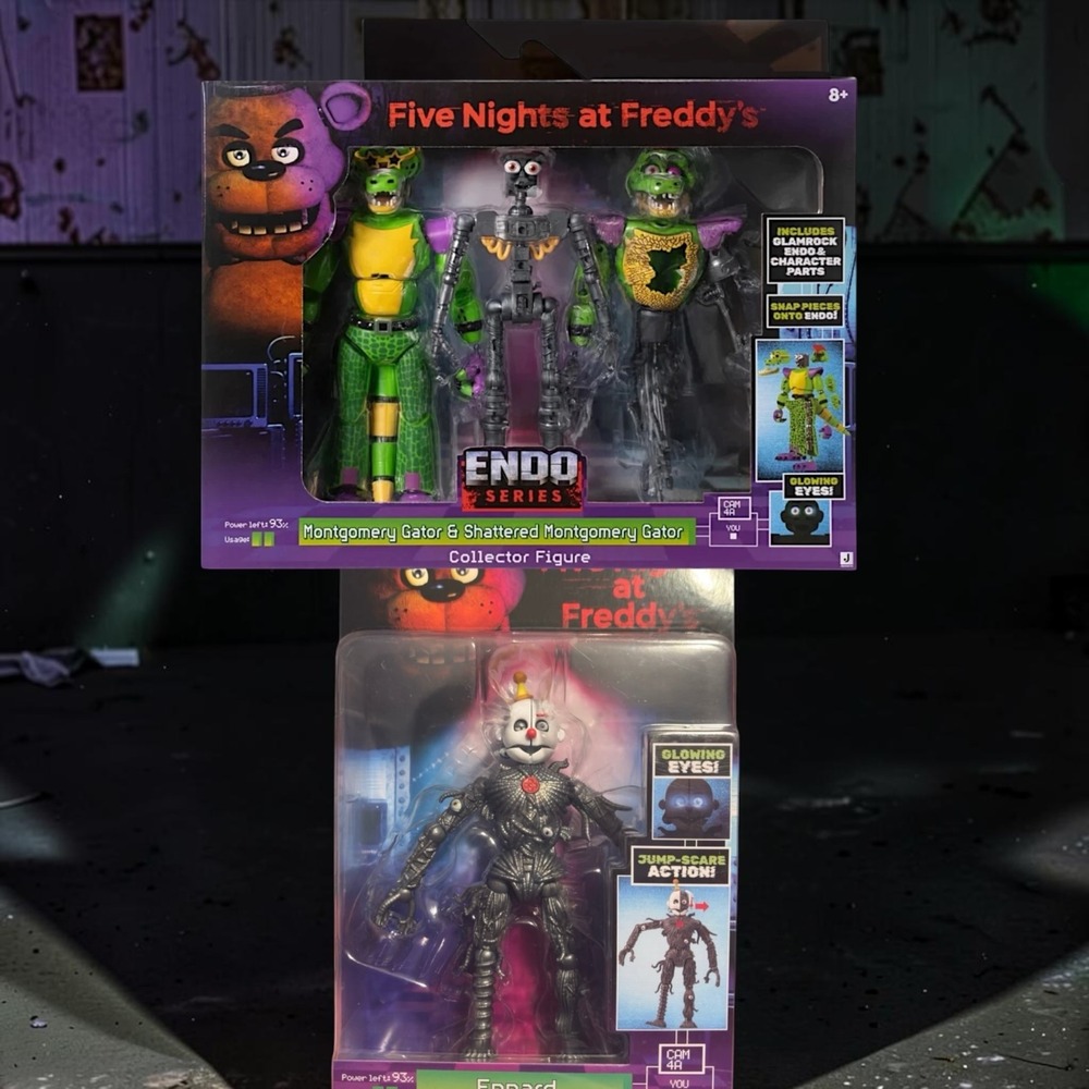 Five Nights at Freddys Endo Series Montgomery Gator & Ennard Action Figure Lot